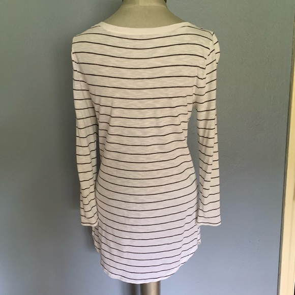 Sz L Three Dots deep scoopneck 3/4 sl sheer slub - Picture 5 of 7